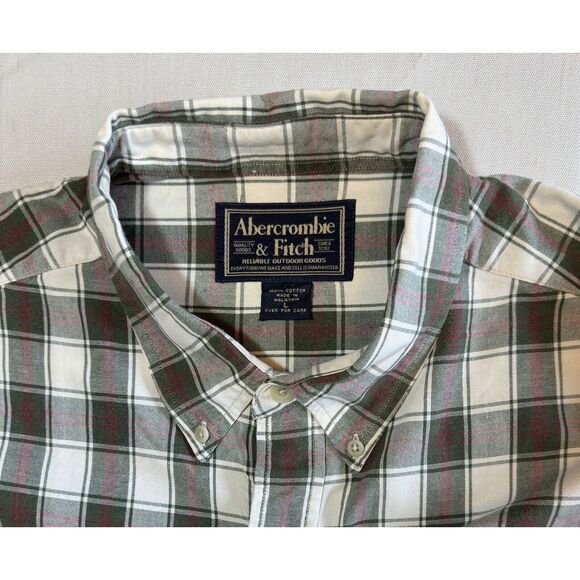 Abercrombie‎ & Fitch Muscle Shirt Mens L Plaid Button-Down Long Sleeve - Picture 1 of 10